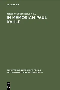 In Memoriam Paul Kahle_cover