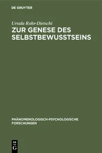 Zur Genese des Selbstbewußtseins_cover