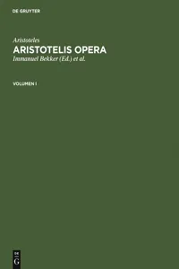 Aristoteles: Aristotelis Opera. Volumen I_cover
