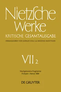 Nachgelassene Fragmente Frühjahr - Herbst 1884_cover