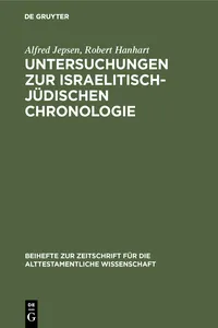 Untersuchungen zur israelitisch-jüdischen Chronologie_cover