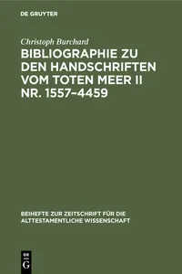 Bibliographie zu den Handschriften vom Toten Meer II Nr. 1557–4459_cover