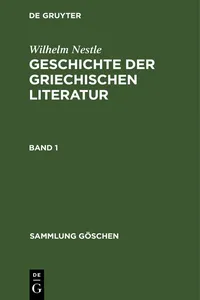 Wilhelm Nestle: Geschichte der griechischen Literatur. Band 1_cover