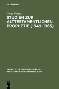 Studien zur alttestamentlichen Prophetie_cover