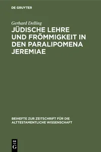 Jüdische Lehre und Frömmigkeit in den Paralipomena Jeremiae_cover