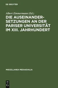 Die Auseinandersetzungen an der Pariser Universität im XIII. Jahrhundert_cover