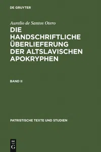 Aurelio de Santos Otero: Die handschriftliche Überlieferung der altslavischen Apokryphen. Band II_cover