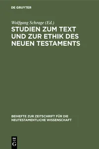 Studien zum Text und zur Ethik des Neuen Testaments_cover