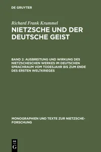 Ausbreitung und Wirkung des Nietzscheschen Werkes im deutschen Sprachraum vom Todesjahr bis zum Ende des Ersten Weltkrieges_cover