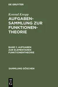 Aufgaben zur elementaren Funktionentheorie_cover