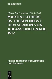 Martin Luthers 95 Thesen nebst dem Sermon von Ablaß und Gnade 1517_cover