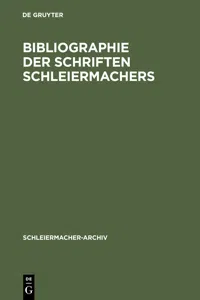 Bibliographie der Schriften Schleiermachers_cover