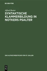 Syntaktische Klammerbildung in Notkers Psalter_cover