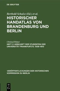 Herkunft der Studenten der Universität Frankfurt/O. 1506–1810_cover