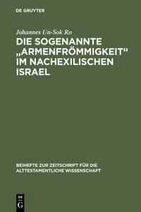 Die sogenannte "Armenfrömmigkeit" im nachexilischen Israel_cover