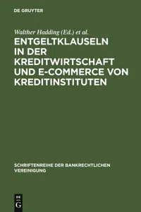 Entgeltklauseln in der Kreditwirtschaft und E-Commerce von Kreditinstituten_cover