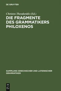 Die Fragmente des Grammatikers Philoxenos_cover