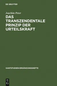 Das transzendentale Prinzip der Urteilskraft_cover