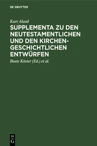 Supplementa zu den Neutestamentlichen und den Kirchengeschichtlichen Entwürfen_cover