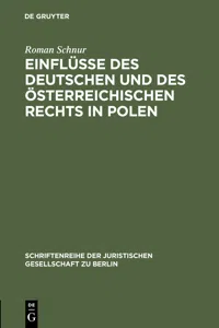 Einflüsse des deutschen und des österreichischen Rechts in Polen_cover