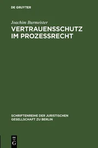 Vertrauensschutz im Prozeßrecht_cover