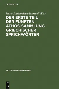 Der erste Teil der fünften Athos-Sammlung griechischer Sprichwörter_cover