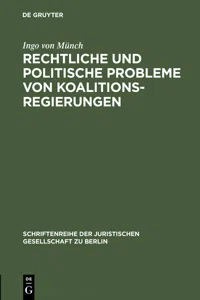 Rechtliche und politische Probleme von Koalitionsregierungen_cover