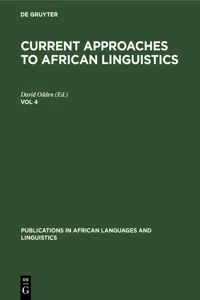 Current Approaches to African Linguistics. Vol 4_cover