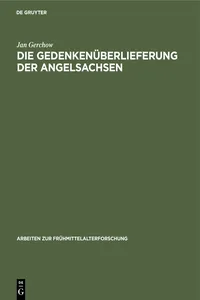 Die Gedenkenüberlieferung der Angelsachsen_cover