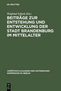 Beiträge zur Entstehung und Entwicklung der Stadt Brandenburg im Mittelalter_cover