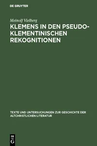 Klemens in den pseudoklementinischen Rekognitionen_cover