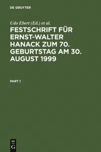 Festschrift für Ernst-Walter Hanack zum 70. Geburtstag am 30. August 1999_cover