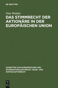 Das Stimmrecht der Aktionäre in der Europäischen Union_cover