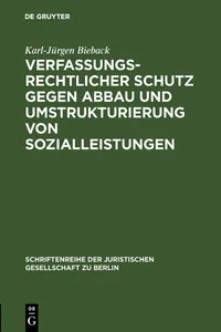 Verfassungsrechtlicher Schutz gegen Abbau und Umstrukturierung von Sozialleistungen_cover