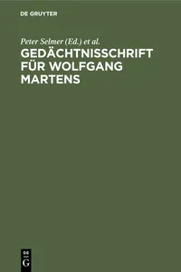 Gedächtnisschrift für Wolfgang Martens_cover