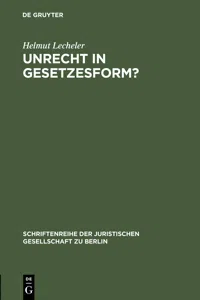 Unrecht in Gesetzesform?_cover