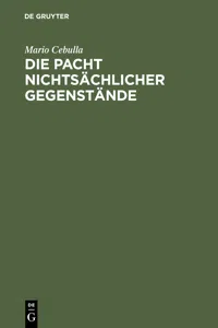 Die Pacht nichtsächlicher Gegenstände_cover