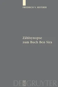 Zählsynopse zum Buch Ben Sira_cover