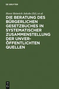 Materialien zur Entstehungsgeschichte des BGB_cover