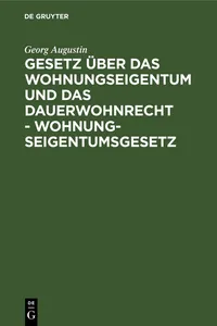 Gesetz über das Wohnungseigentum und das Dauerwohnrecht - Wohnungseigentumsgesetz_cover