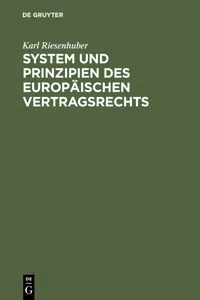 System und Prinzipien des Europäischen Vertragsrechts_cover