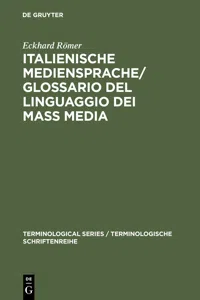 Italienische Mediensprache / Glossario del linguaggio dei mass media_cover