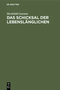 Das Schicksal der Lebenslänglichen_cover