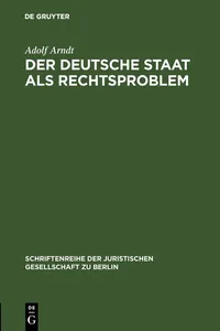 Der deutsche Staat als Rechtsproblem_cover