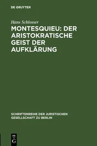 Montesquieu: Der aristokratische Geist der Aufklärung_cover