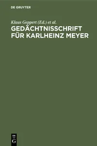 Gedächtnisschrift für Karlheinz Meyer_cover