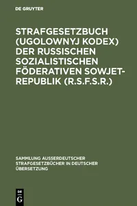 Strafgesetzbuch der Russischen Sozialistischen Föderativen Sowjet-Republik_cover