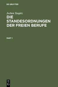 Die Standesordnungen der freien Berufe_cover