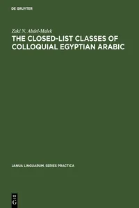 The Closed-List Classes of Colloquial Egyptian Arabic_cover