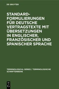 Standardformulierungen für deutsche Vertragstexte mit Übersetzungen in englischer, französischer und spanischer Sprache_cover